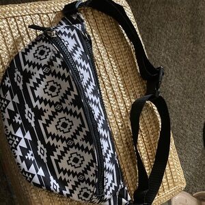 Geometric Black & White Waist Bag - Unbranded